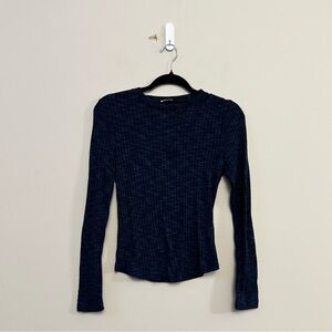 Intimately Free People Dark Blue textured long sleeve top